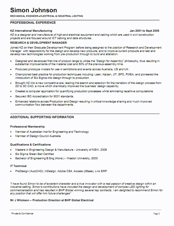 Sample resume for engg