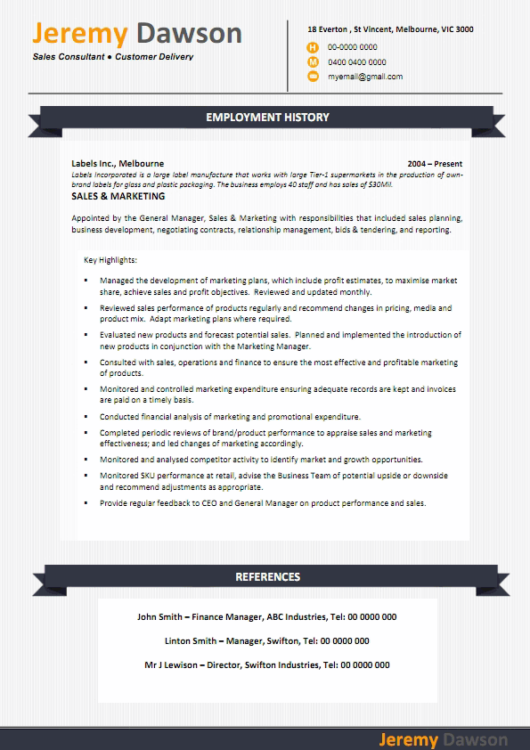 resume templates free australian